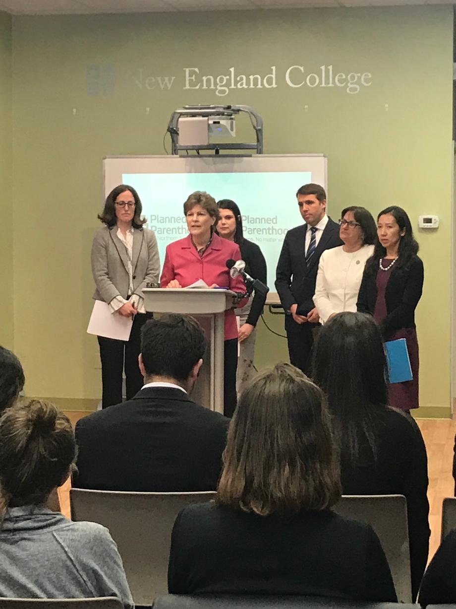 Senator Shaheen & Representatives Kuster and Pappas join Planned Parenthood leadership at a press conference in Concord in opposition to the Trump administration’s attacks on women’s reproductive health.
